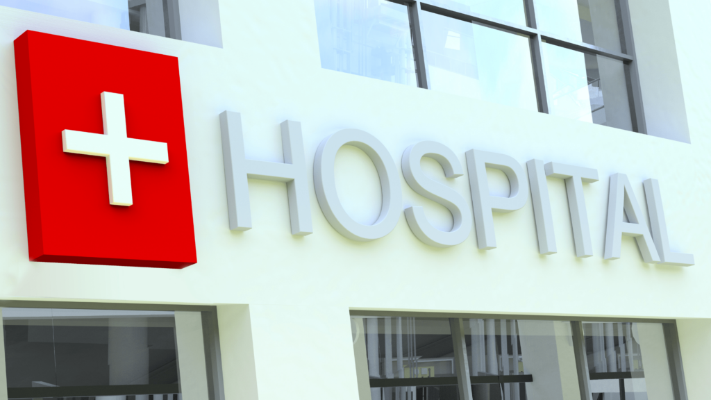 Close up of hospital sign